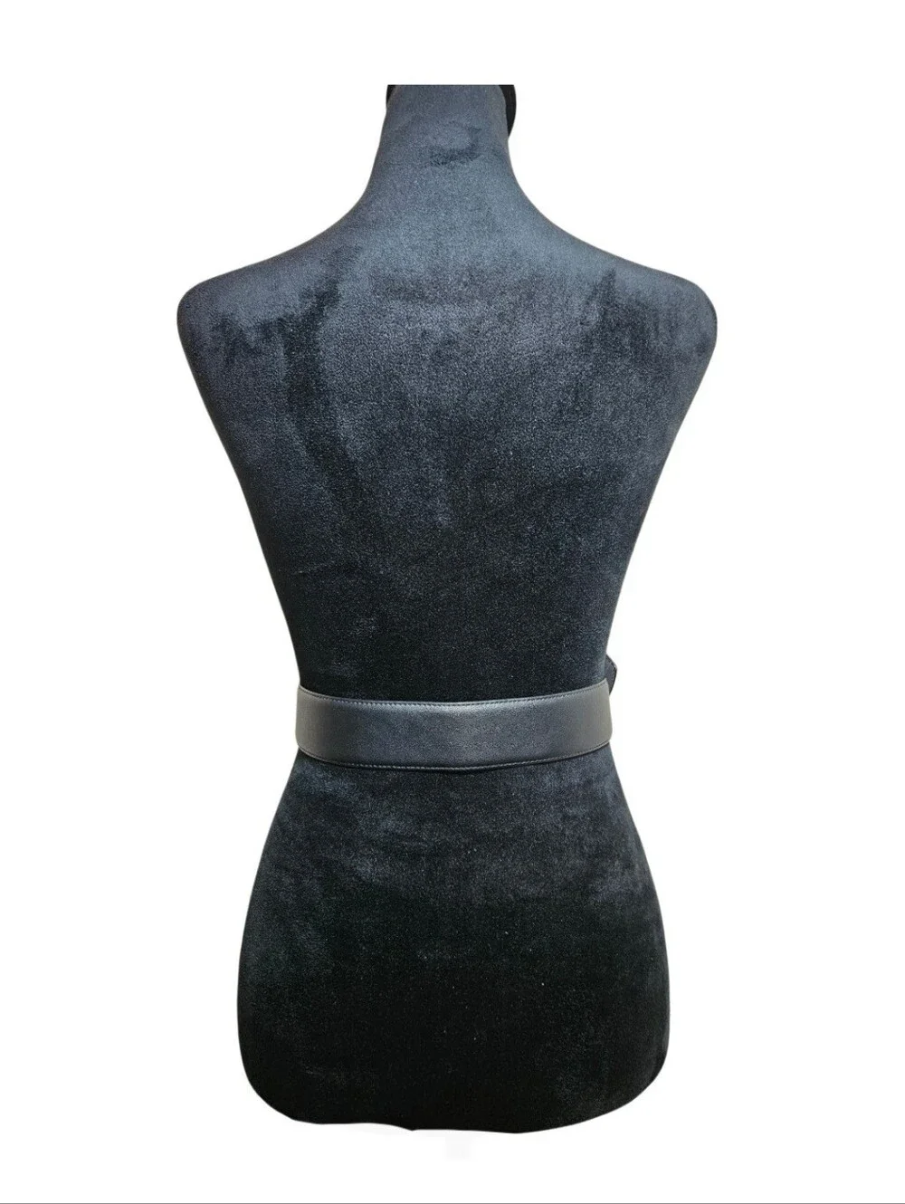 Express Black Faux Leather Waist Belt with Gold Interlocking Knot Buckle Size S